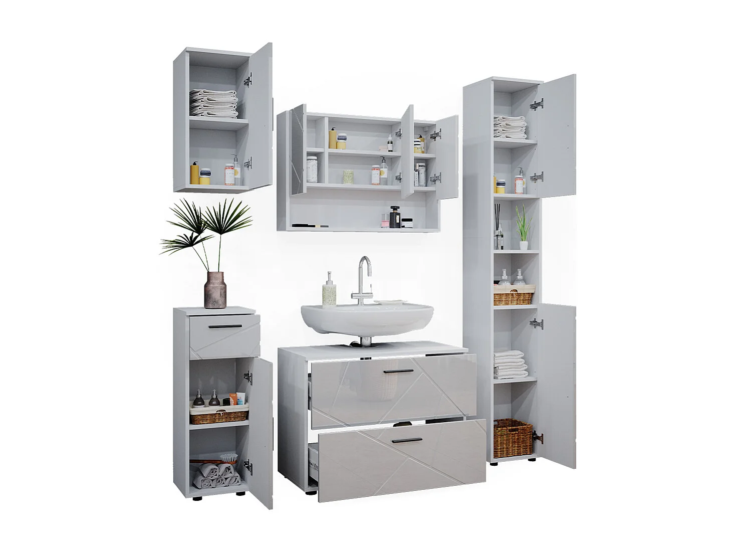 Meubles bain blanc haute brillance 80x41x58.6 irma