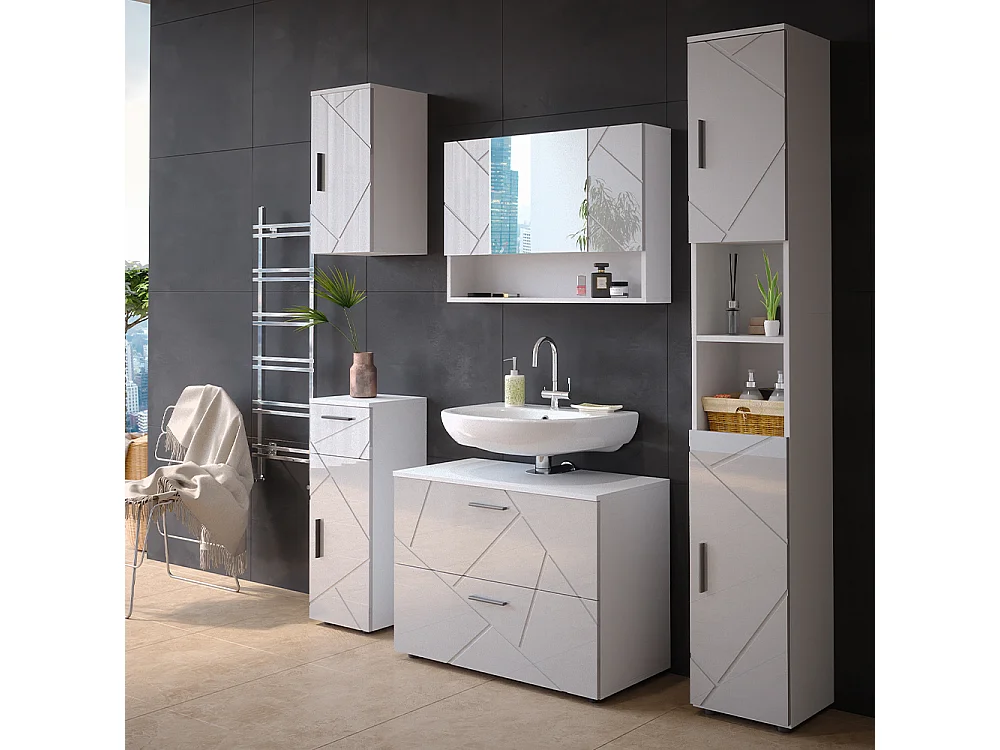 Meubles bain blanc haute brillance 80x41x58.6 irma