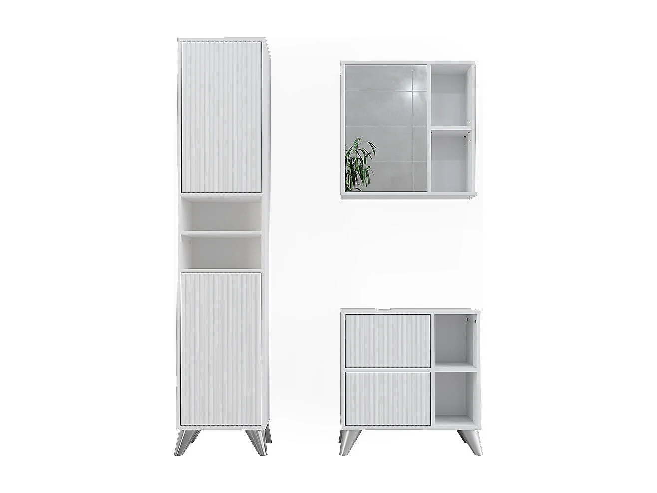 Set di mobili da bagno bianco 60x30x62 leano