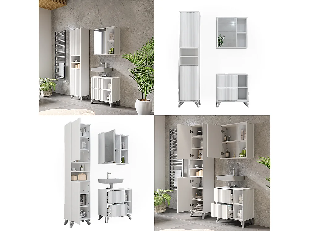 Set di mobili da bagno bianco 60x30x62 leano