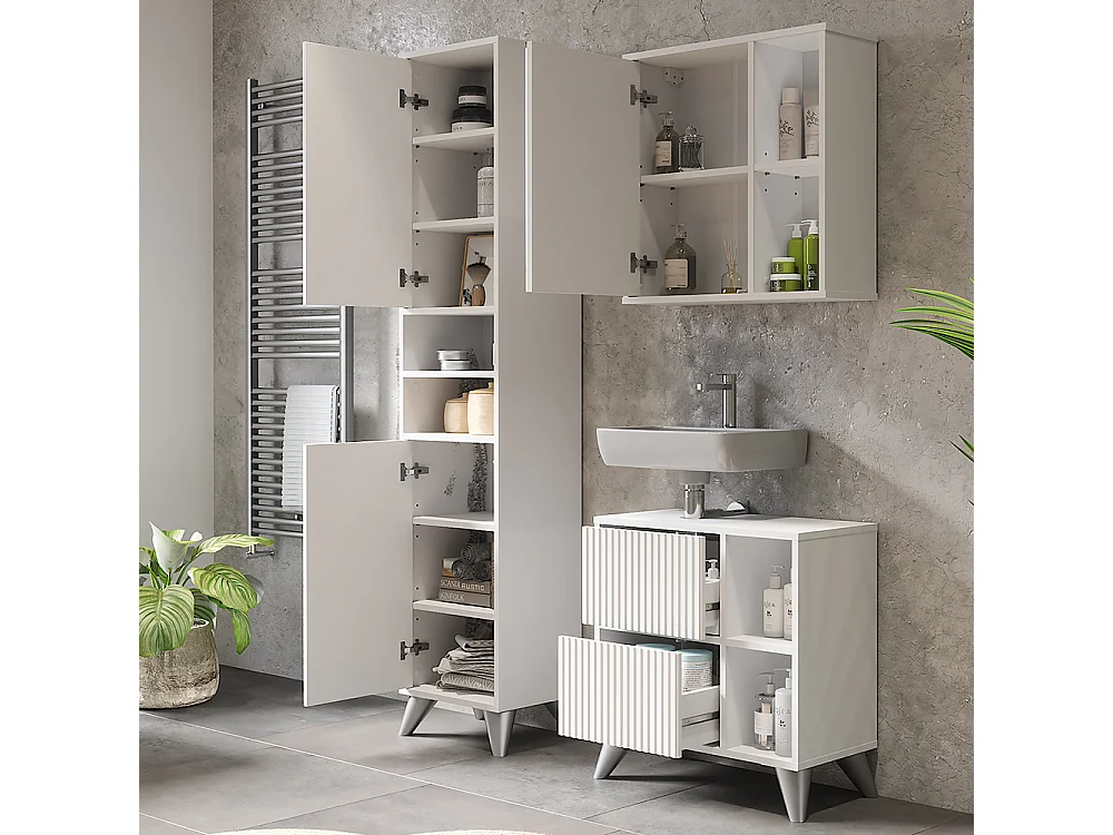 Ensemble de meubles de salle de bain blanc 60x30x62 leano