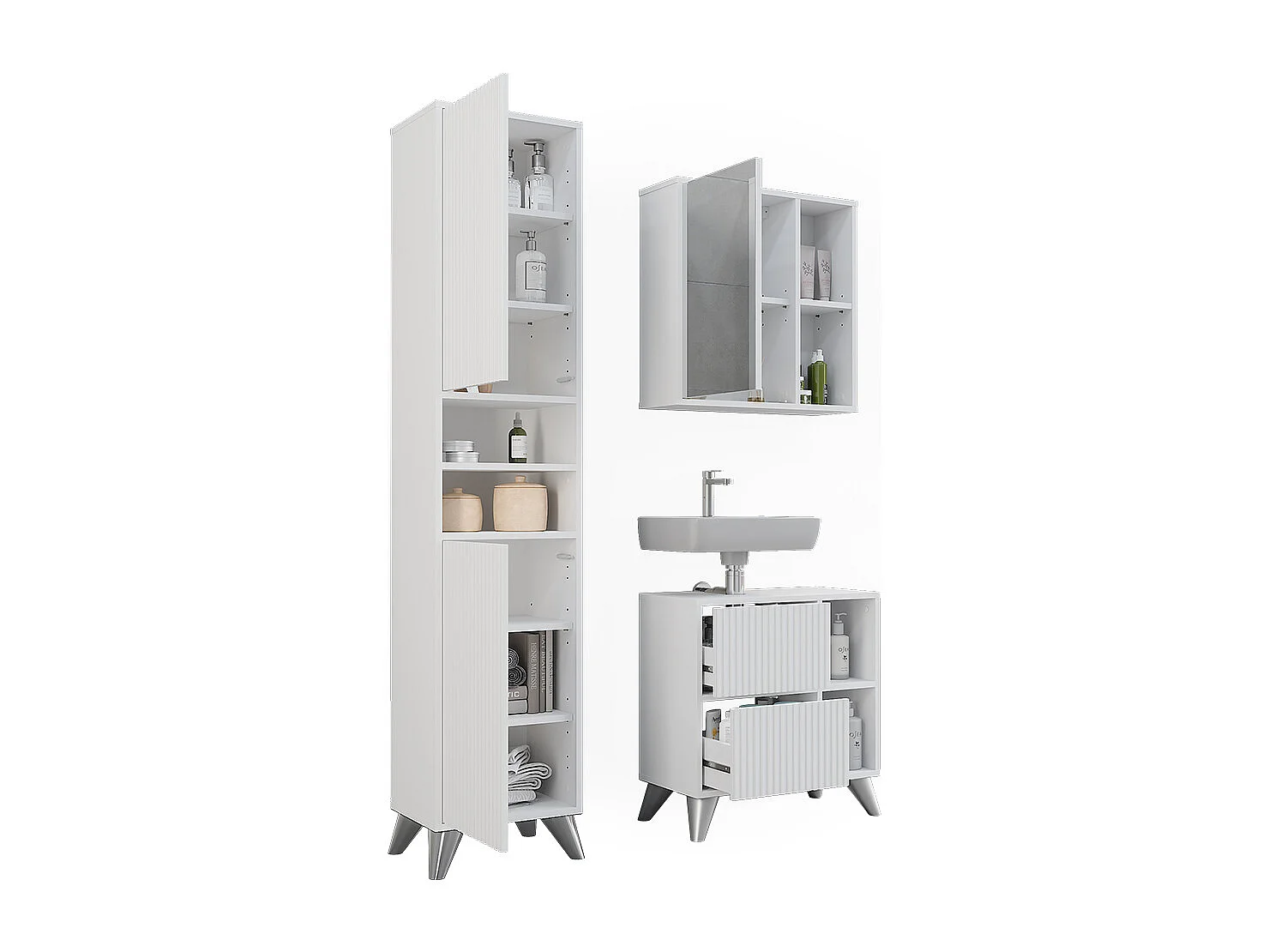 Ensemble de meubles de salle de bain blanc 60x30x62 leano