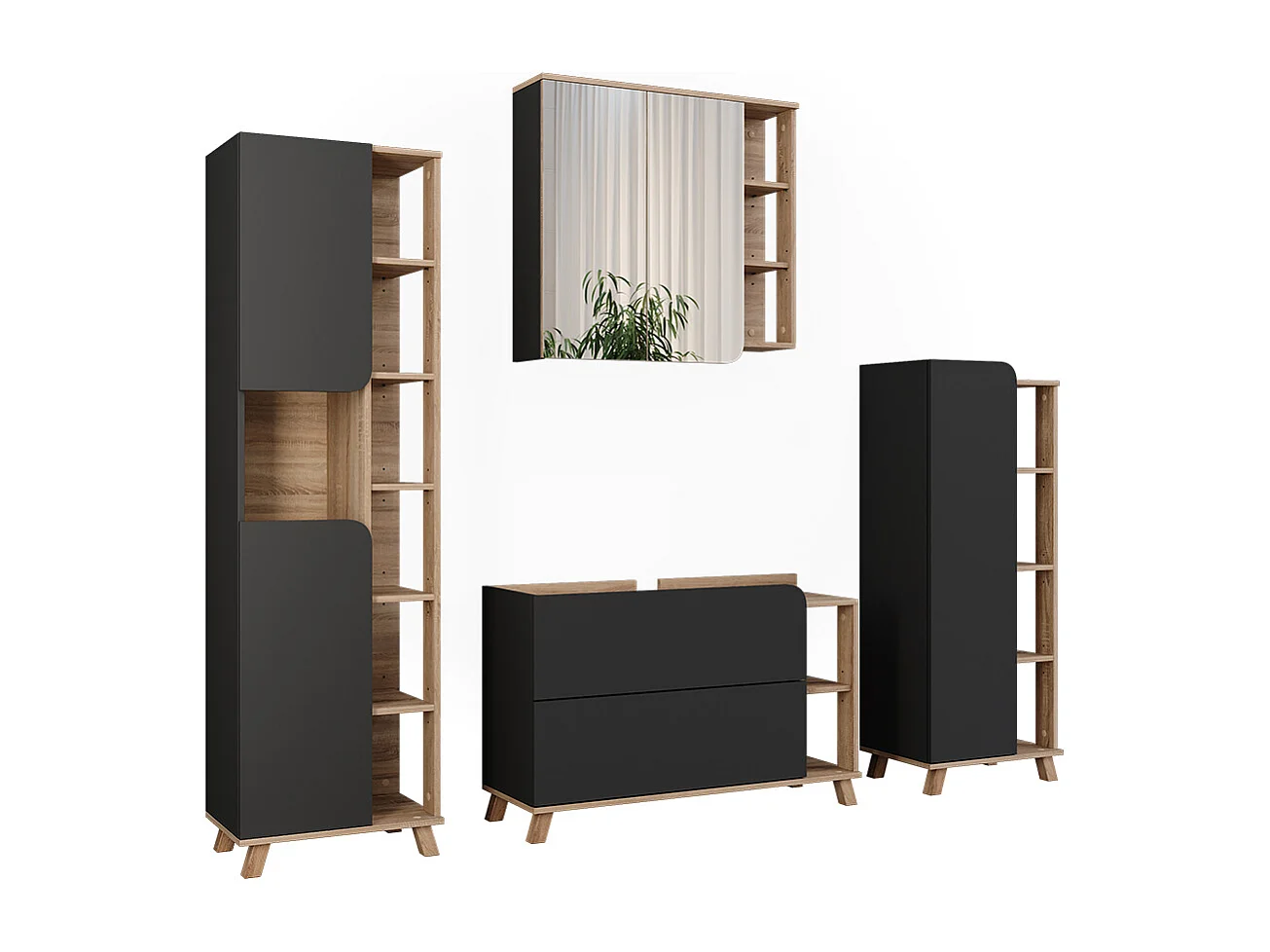 Conjunto de muebles de baño sonoma/antracita 100x35x65 karen