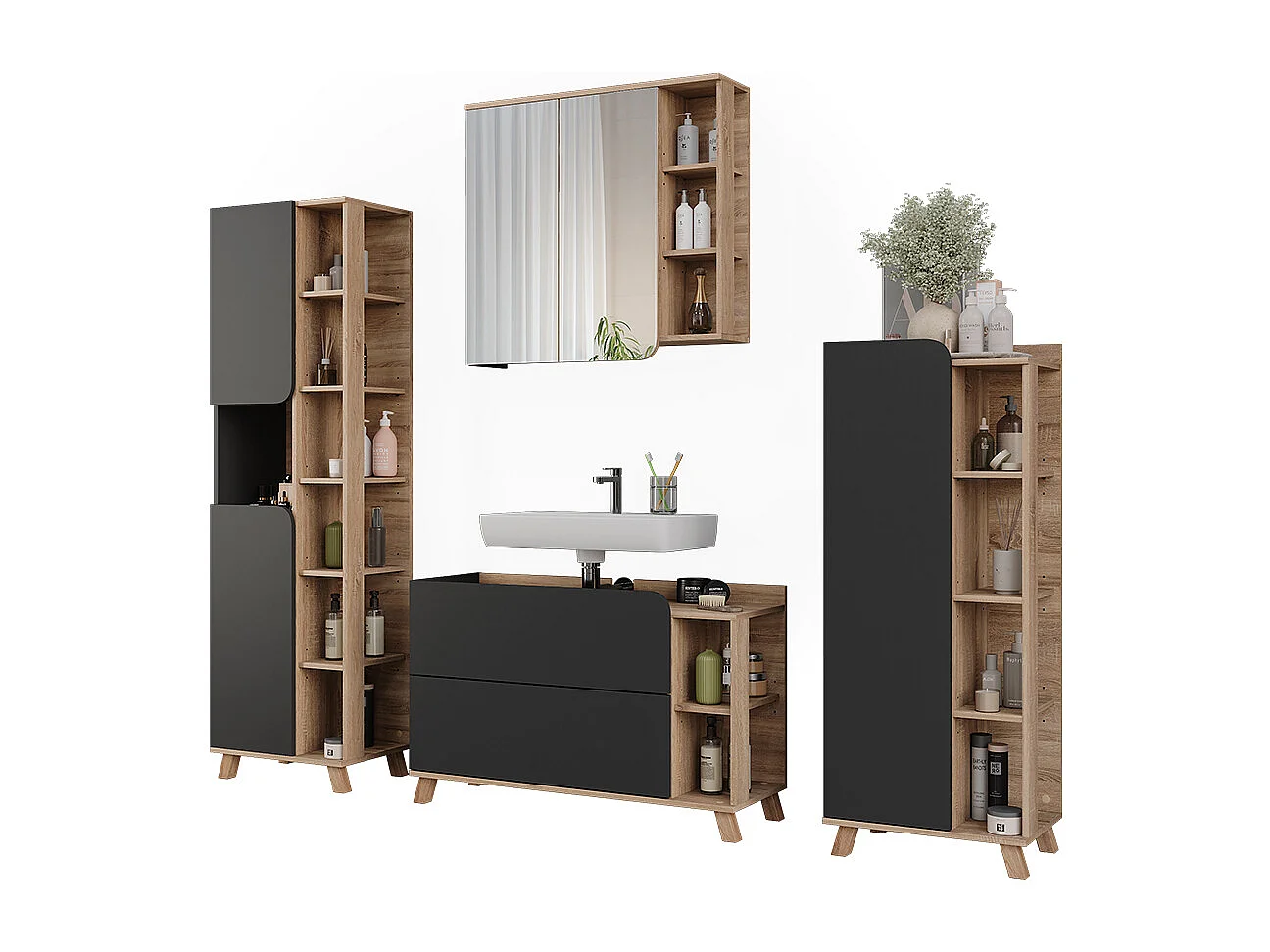 Meubles bain sonoma/anthracite 100x35x65 karen