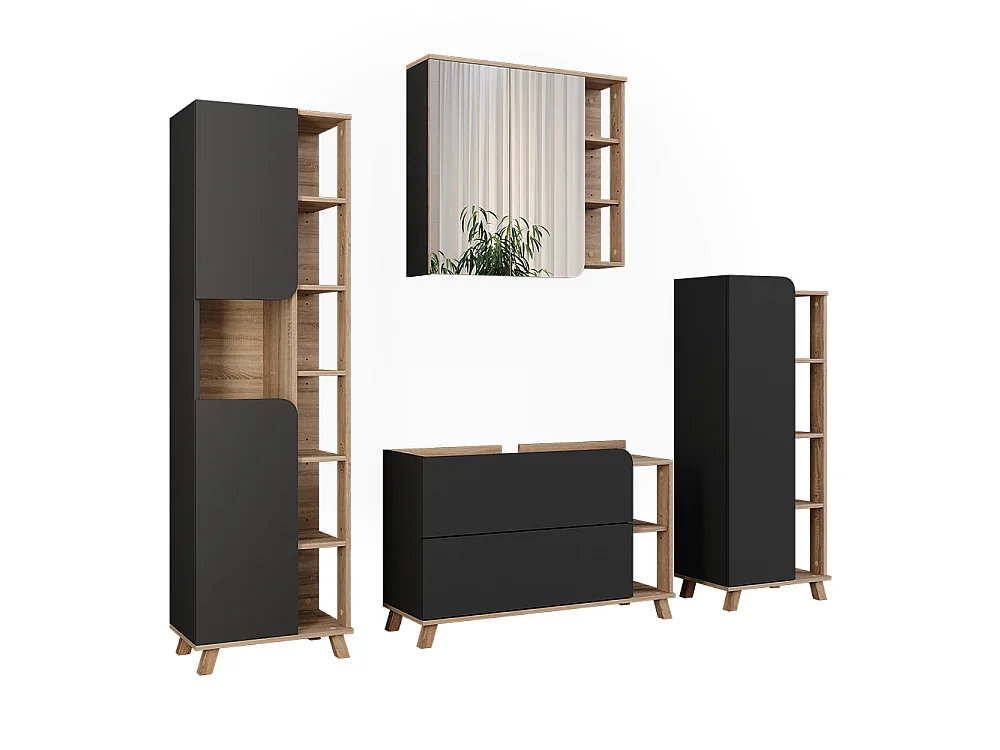 Badkamermeubelset sonoma/antraciet 100x35x65 karen