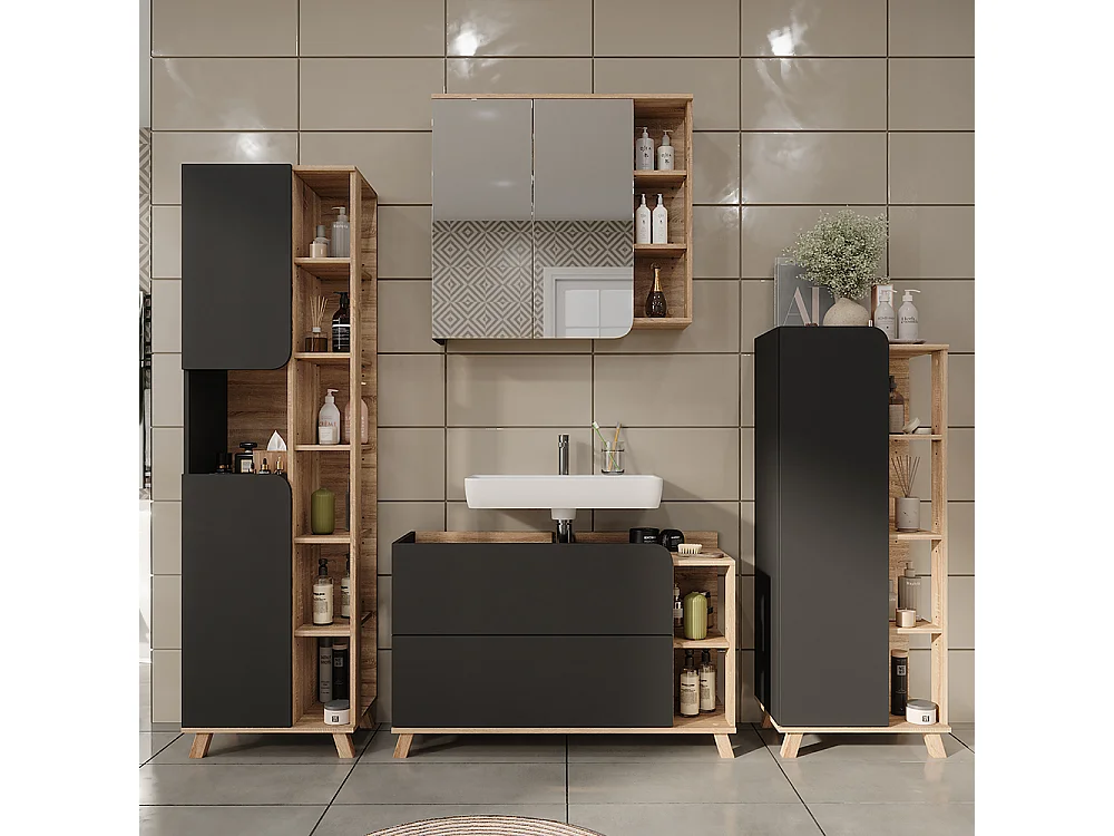 Badkamermeubelset sonoma/antraciet 100x35x65 karen