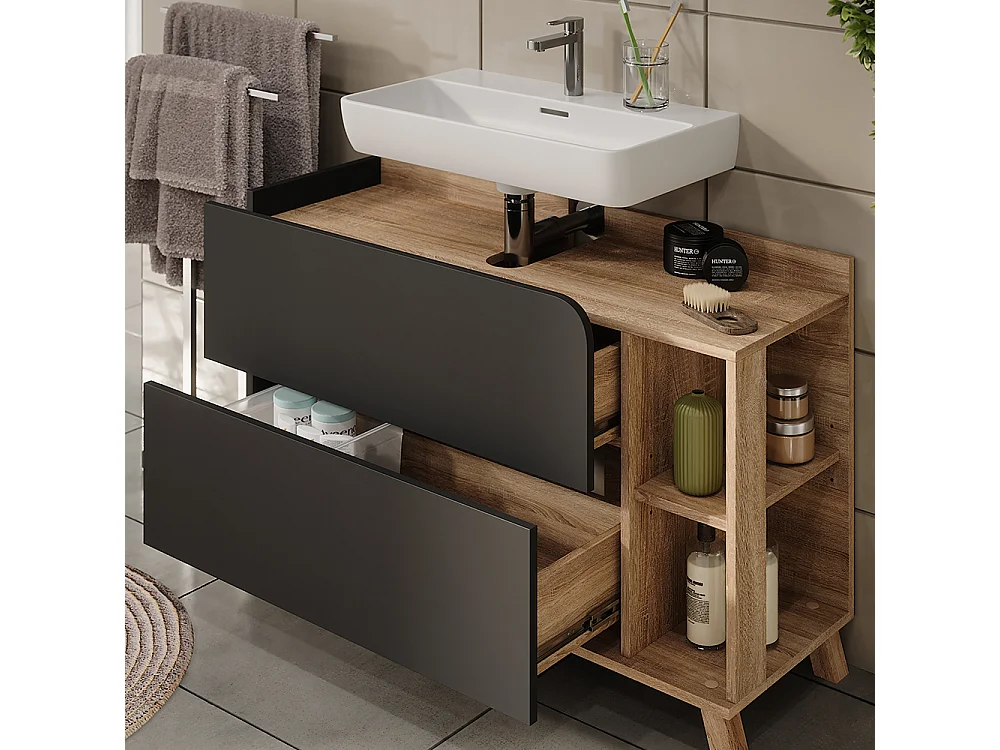 Badkamermeubelset sonoma/antraciet 100x35x65 karen
