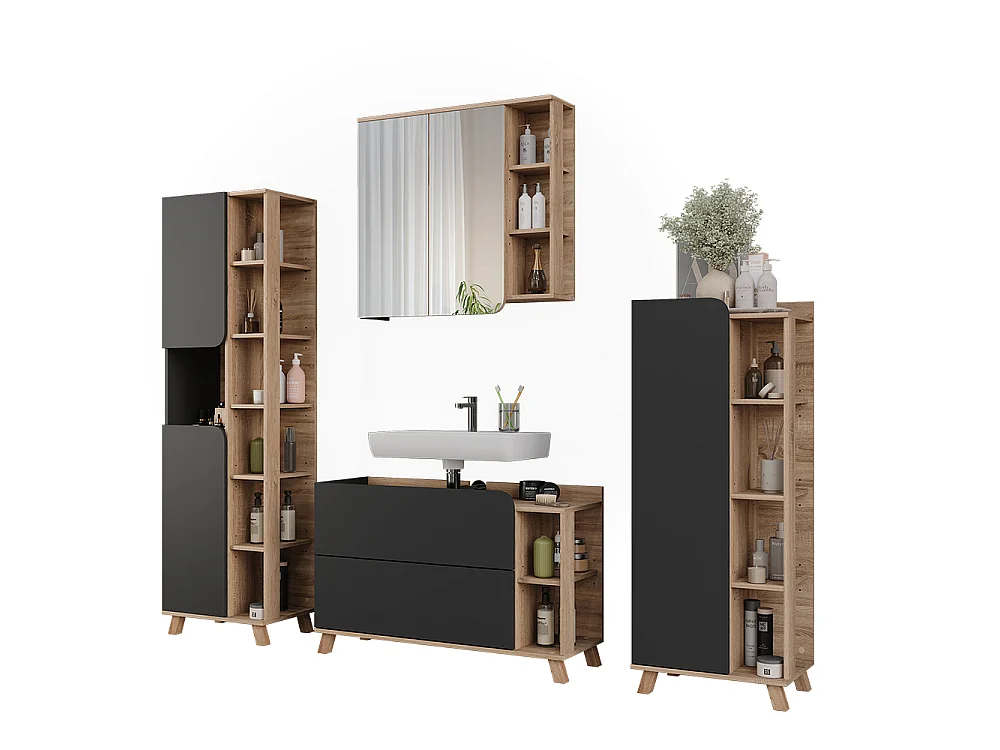 Badkamermeubelset sonoma/antraciet 100x35x65 karen