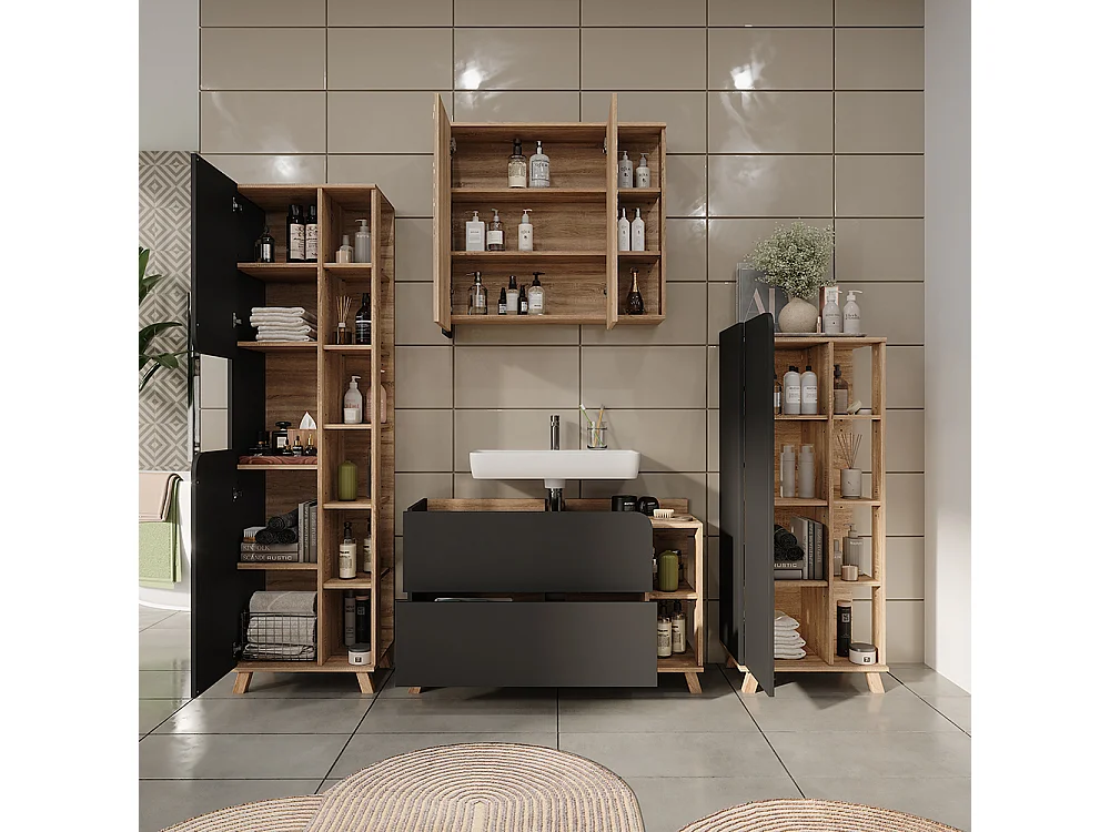 Badkamermeubelset sonoma/antraciet 100x35x65 karen