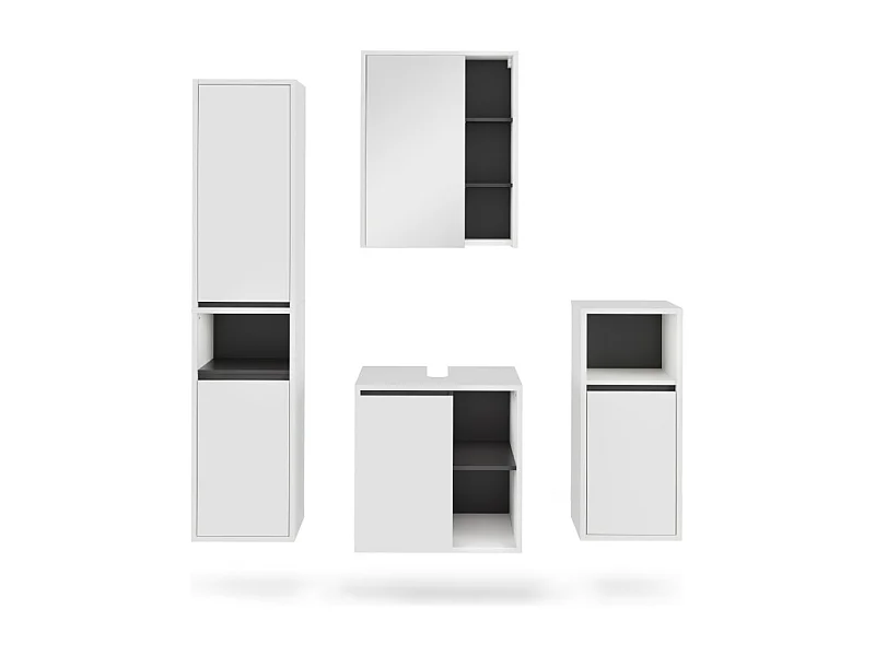 Set di mobili da bagno bianco/grigio 60x45.5x60 viola