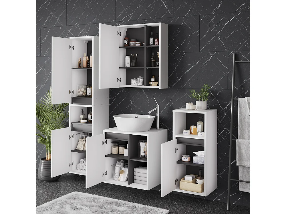 Set di mobili da bagno bianco/grigio 60x45.5x60 viola