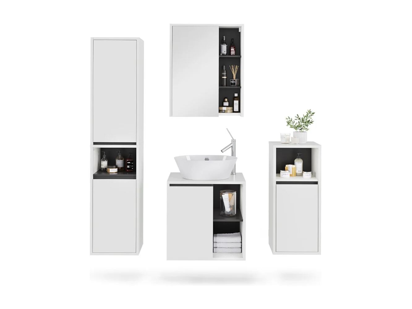 Set di mobili da bagno bianco/grigio 60x45.5x60 viola