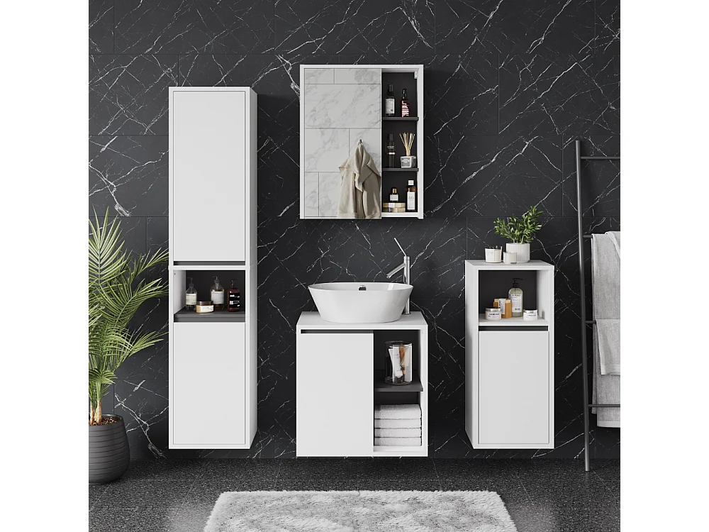 Ensemble de meubles de salle de bains blanc/gris 60x45.5x60 viola