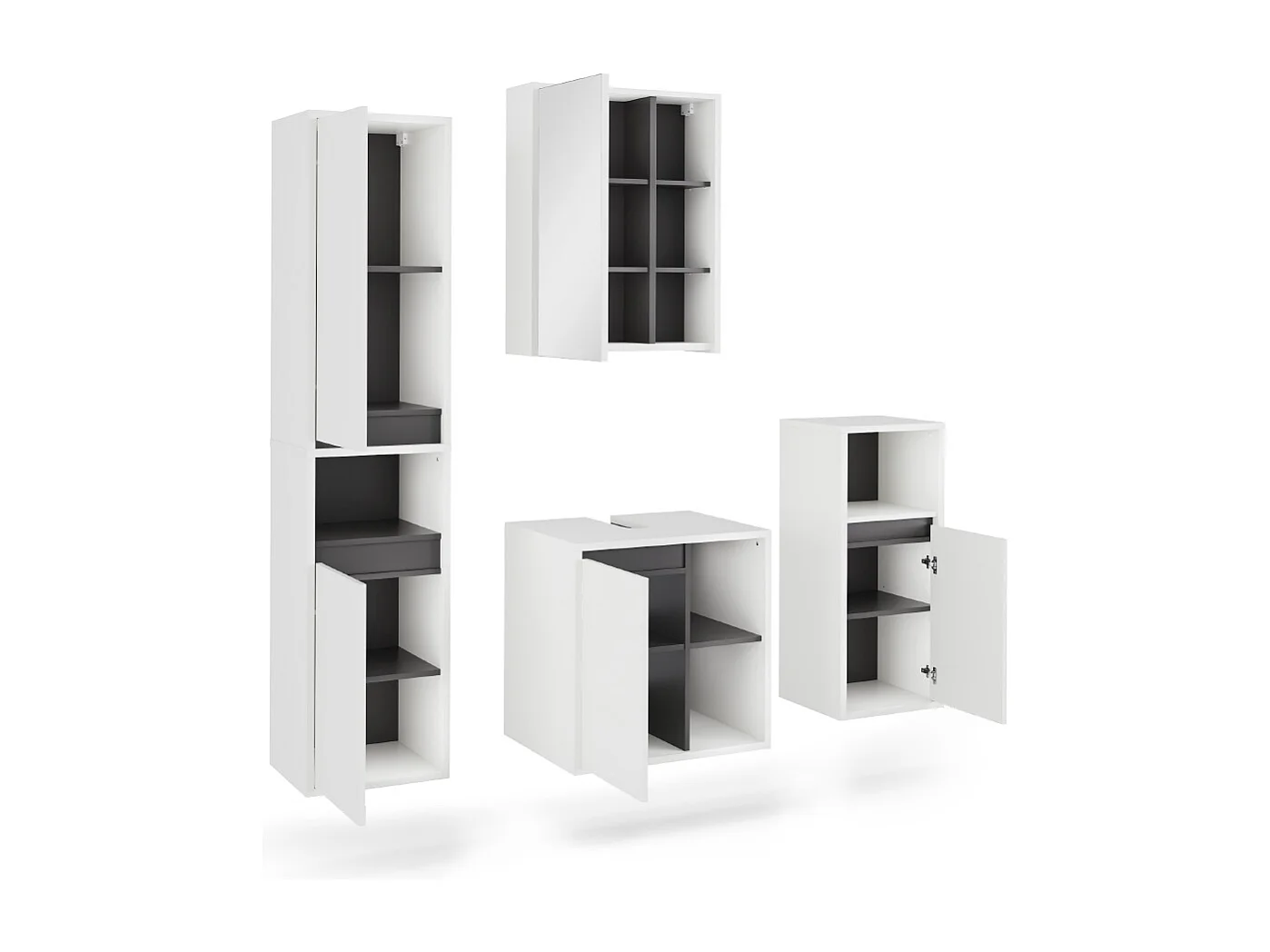 Ensemble de meubles de salle de bains blanc/gris 60x45.5x60 viola