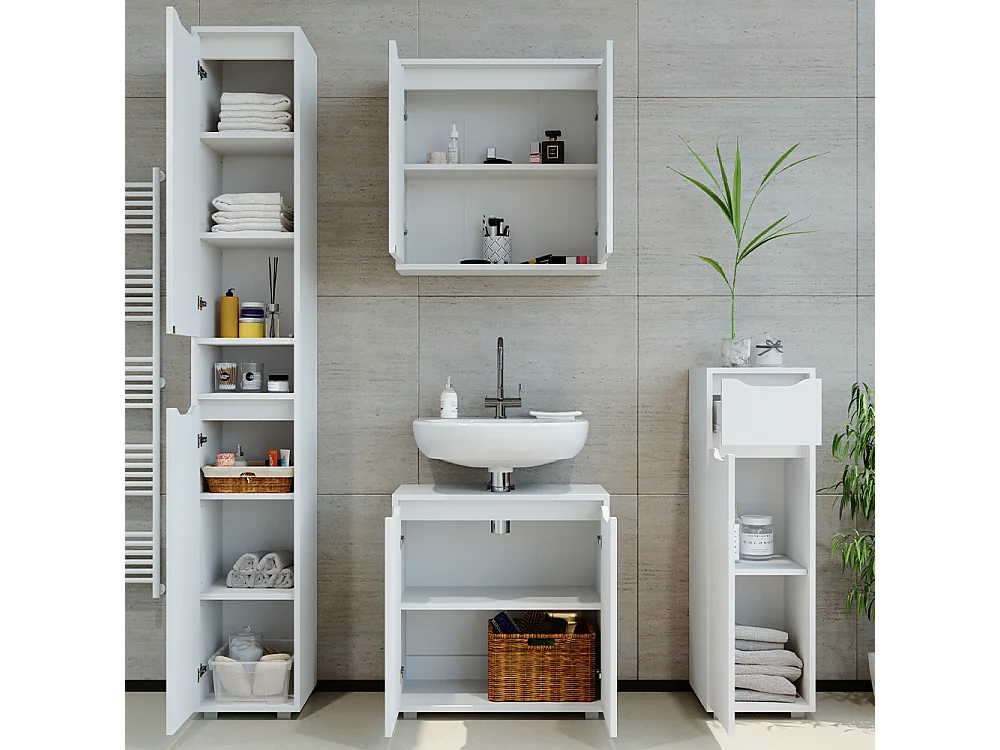 Set mobili bagno bianco 60x30x62 ruben