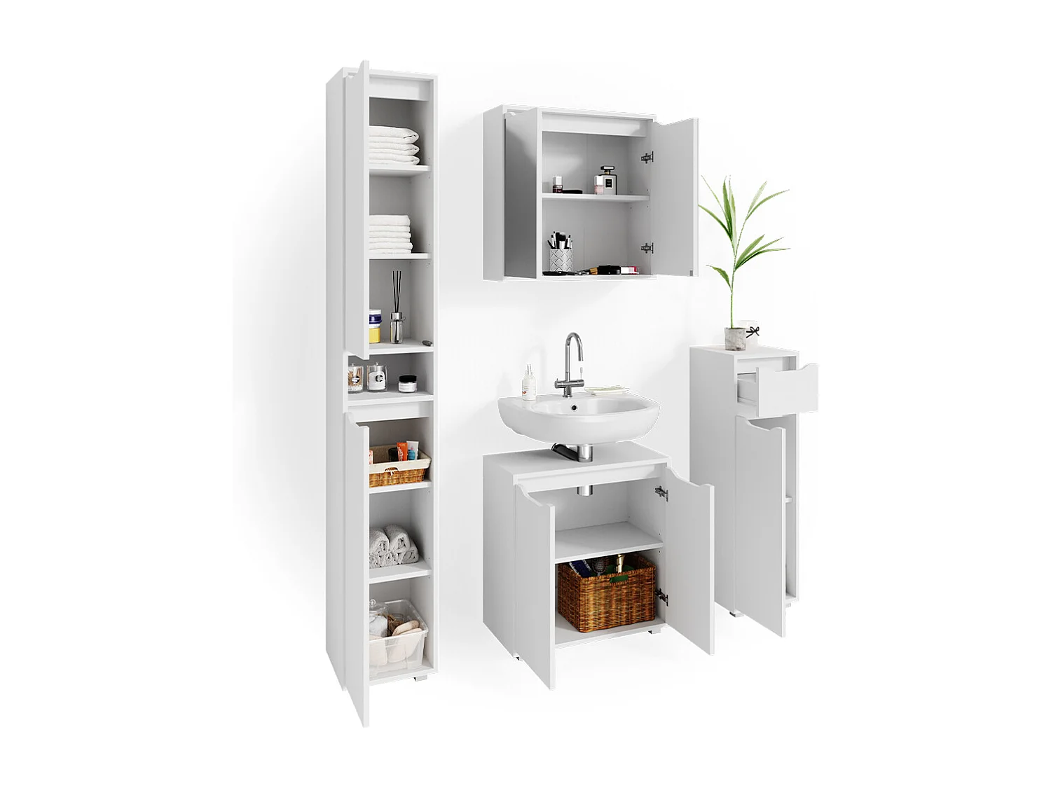 Set mobili bagno bianco 60x30x62 ruben