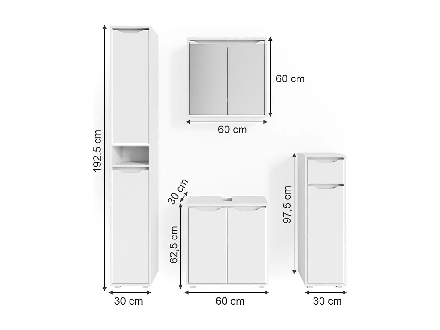 Meubles bain blanc 60x30x62 ruben