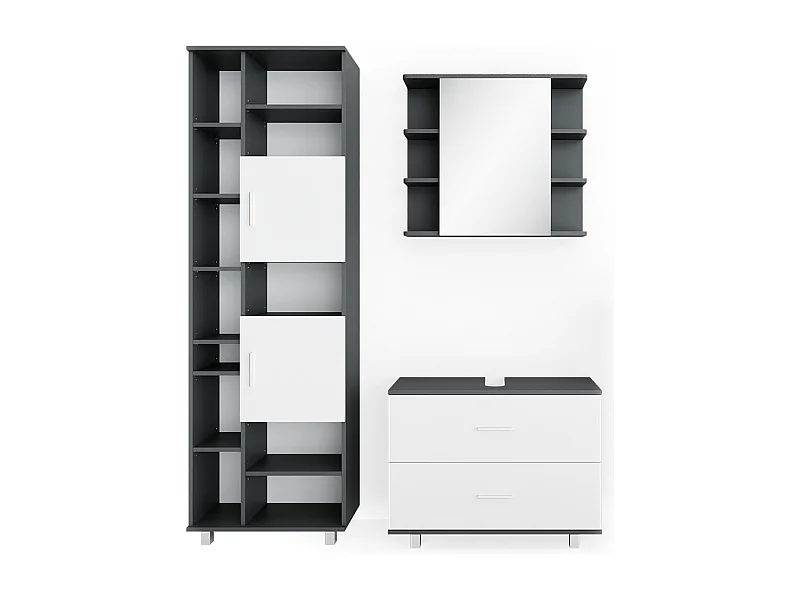 Set mobili bagno bianco/antracite 80.2x33x60.8 ilias