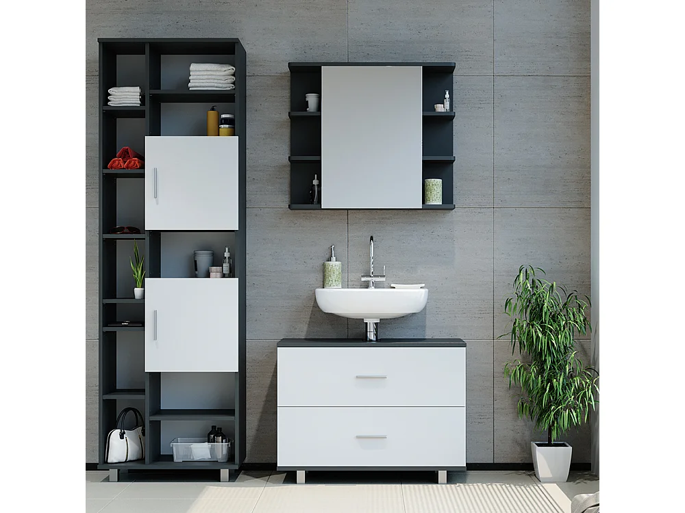 Badmöbel-Set weiß/anthrazit 80.2x33x60.8 ilias
