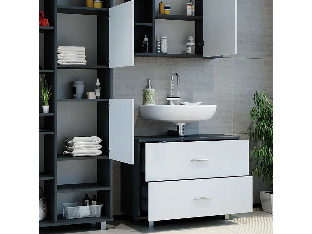 Badmöbel-Set weiß/anthrazit 80.2x33x60.8 ilias