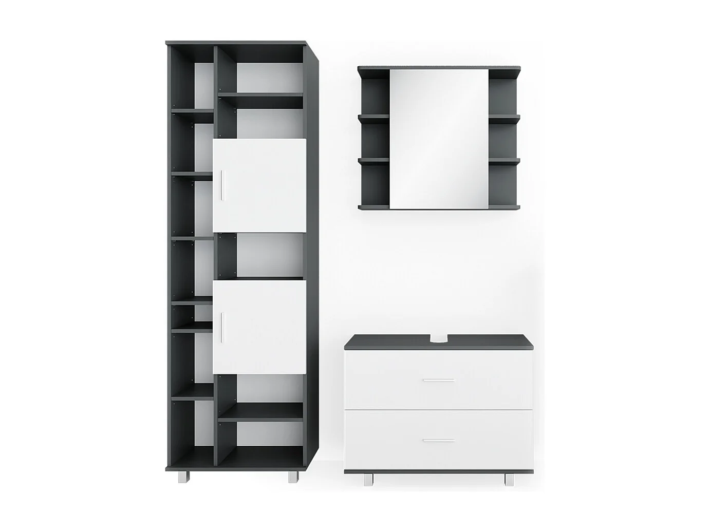 Meubles bain blanc/anthracite 80.2x33x60.8 ilias