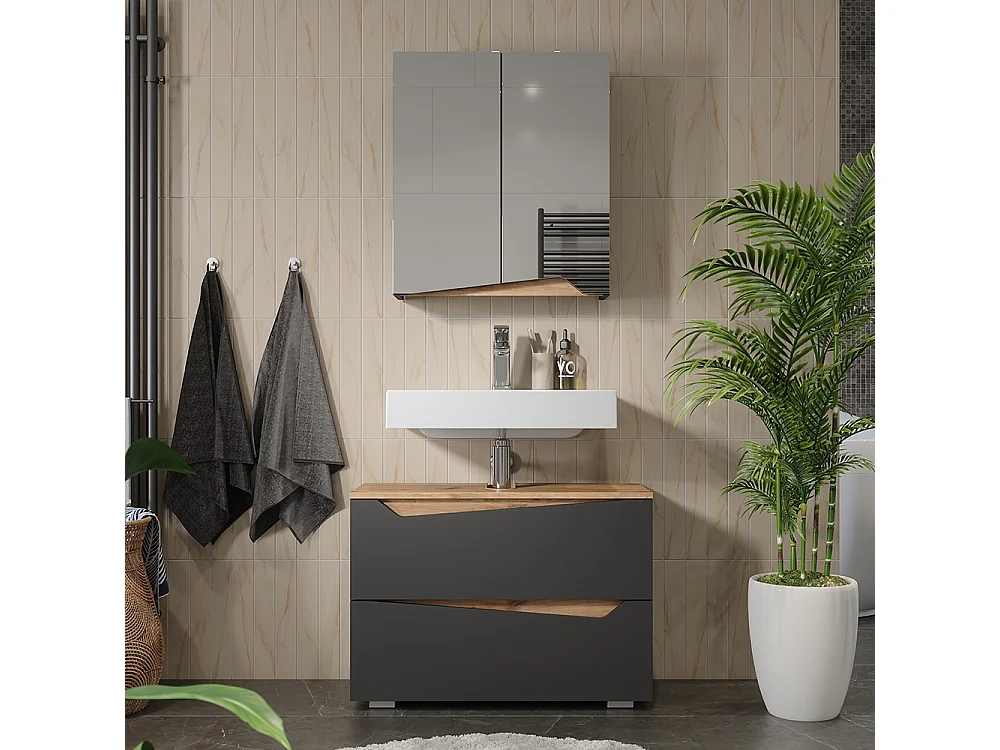 Meubles bain anthracite 80x35x57.5 marelle