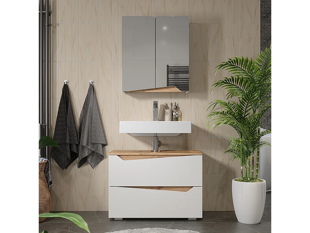 Meubles bain blanc 80x35x57.5 marelle