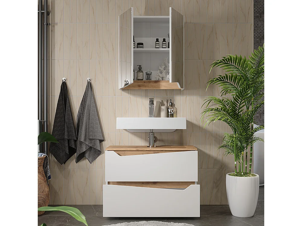 Meubles bain blanc 80x35x57.5 marelle