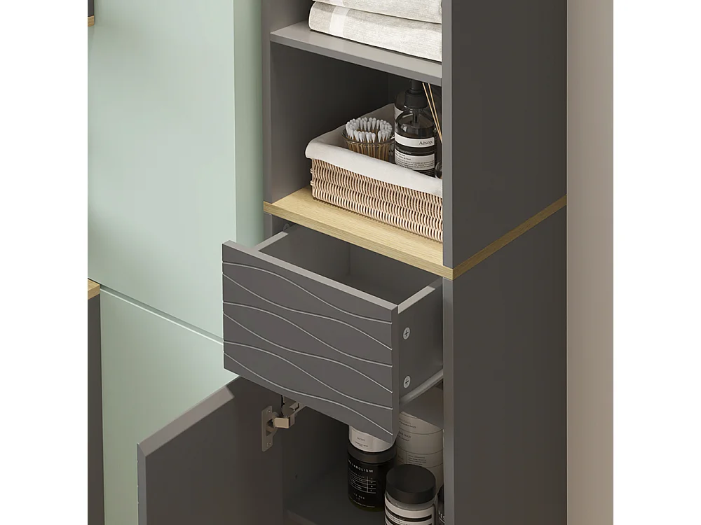 Set di mobili da bagno antracite/quercia 60x30x60 livia