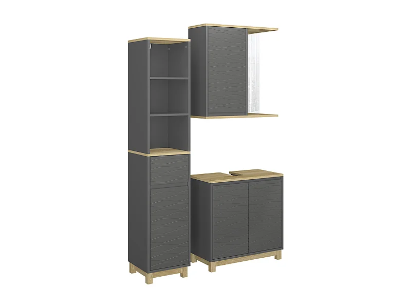 Badmöbel-Set anthrazit/eiche 60x30x60 livia