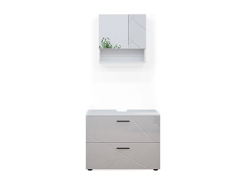 Badmöbel-Set weiß hochglanz 80x41x58.6 irma