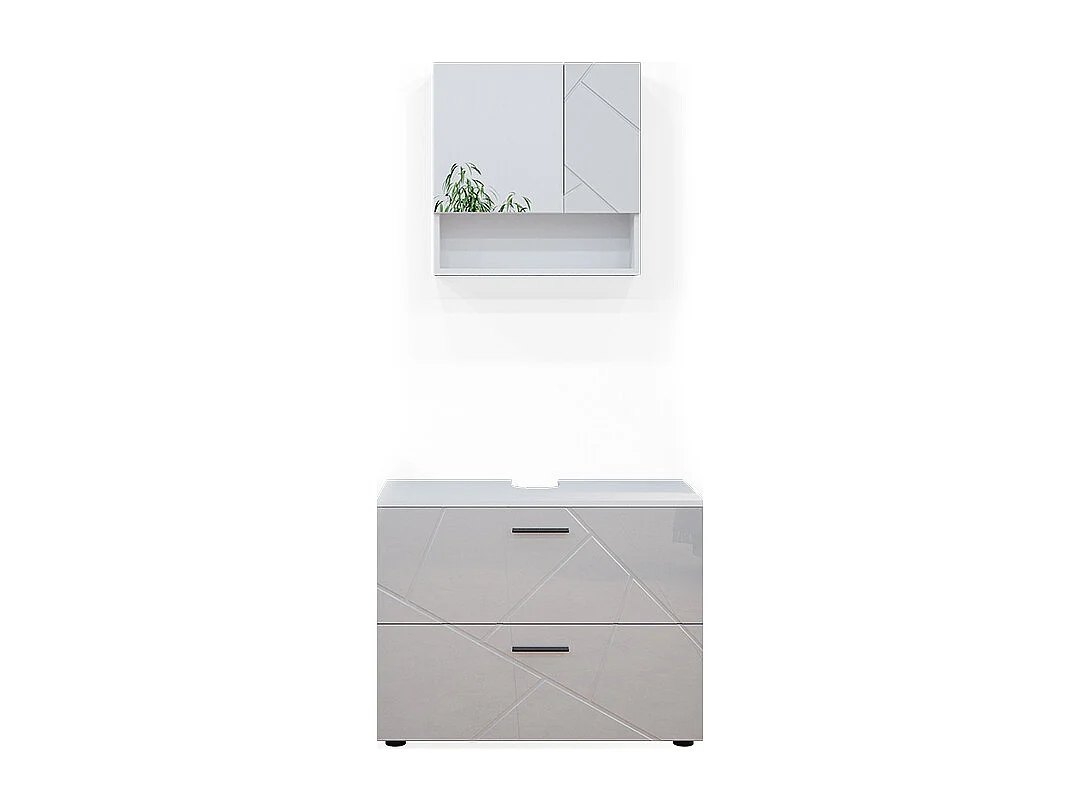 Meubles bain blanc haute brillance 80x41x58.6 irma