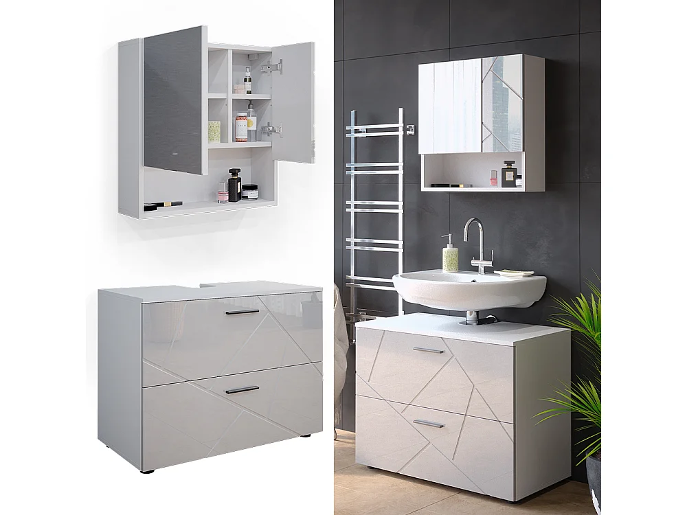 Meubles bain blanc haute brillance 80x41x58.6 irma