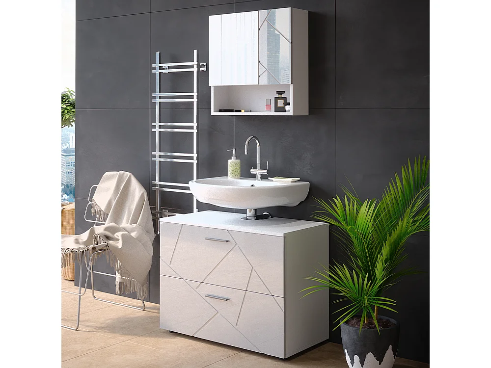 Meubles bain blanc haute brillance 80x41x58.6 irma