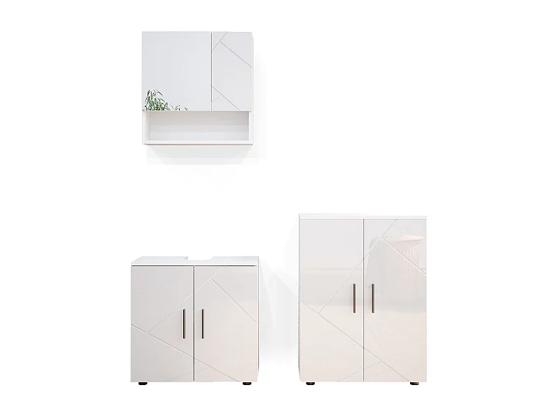 Badmöbel-Set weiß hochglanz 80x41x58.6 irma
