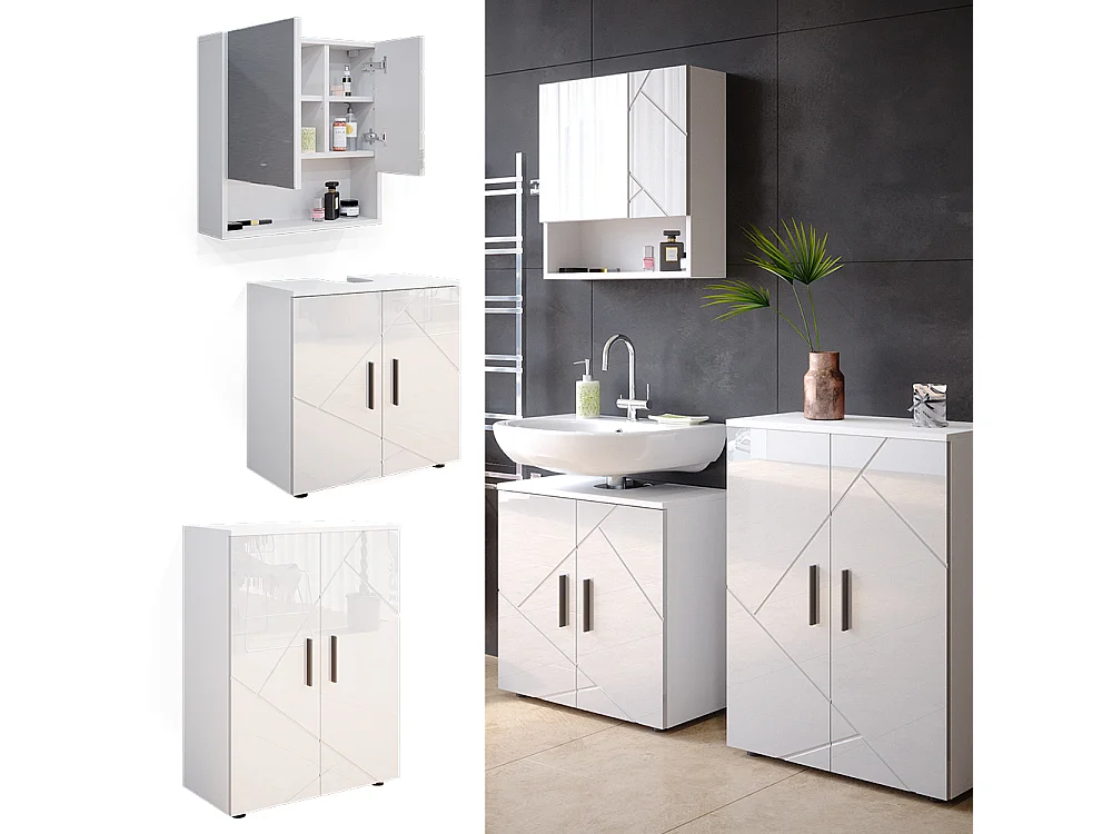 Conjunto de móveis de casa de banho branco alto brilho 80x41x58.6 irma