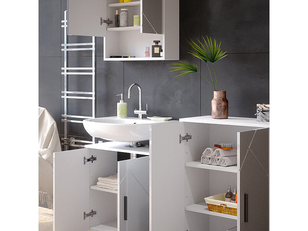 Conjunto de móveis de casa de banho branco alto brilho 80x41x58.6 irma