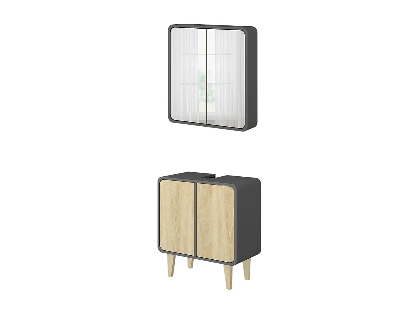 Meubles bain anthracite/chêne 60x30x61 arla