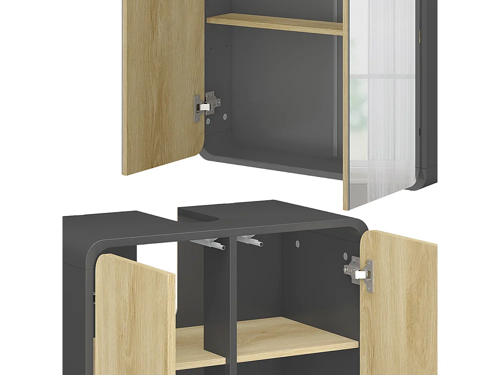 Meubles bain anthracite/chêne 60x30x61 arla