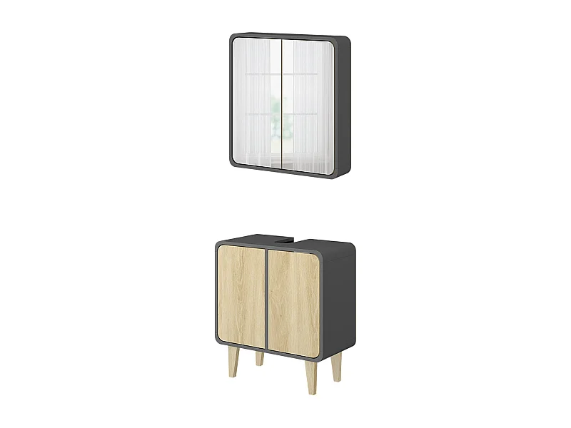 Badmöbel-Set anthrazit/eiche 60x30x61 arla