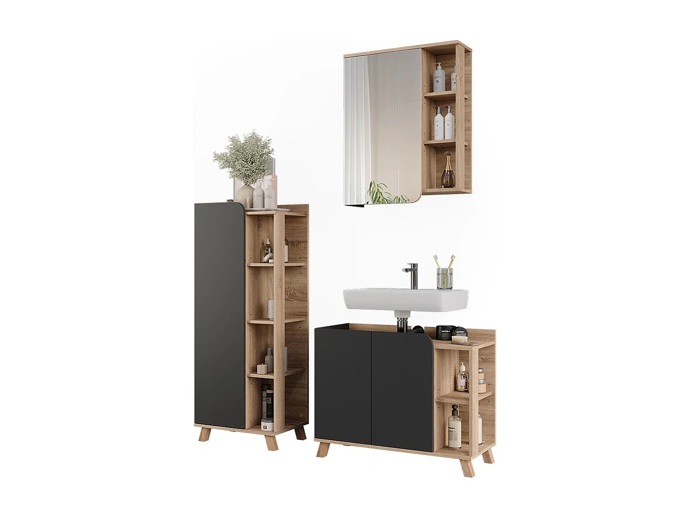 Meubles bain sonoma/anthracite 80x35x65 karen