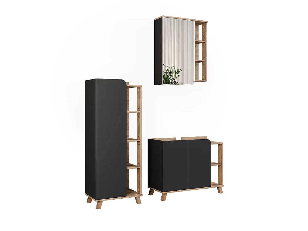 Badkamermeubelset sonoma/antraciet 80x35x65 karen