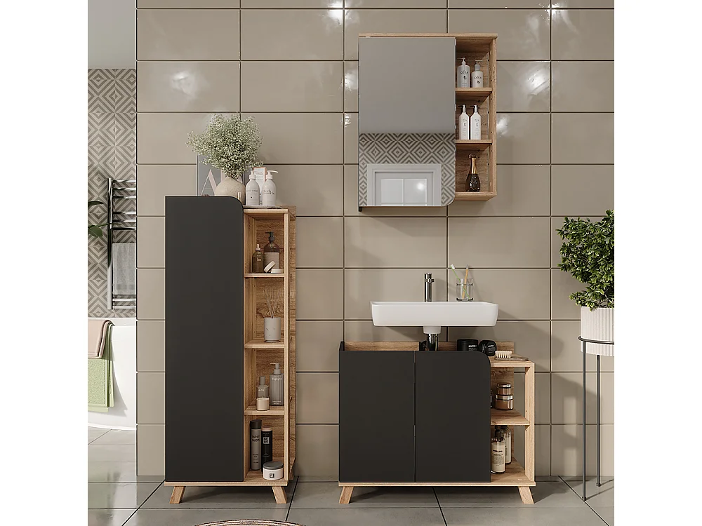 Badkamermeubelset sonoma/antraciet 80x35x65 karen