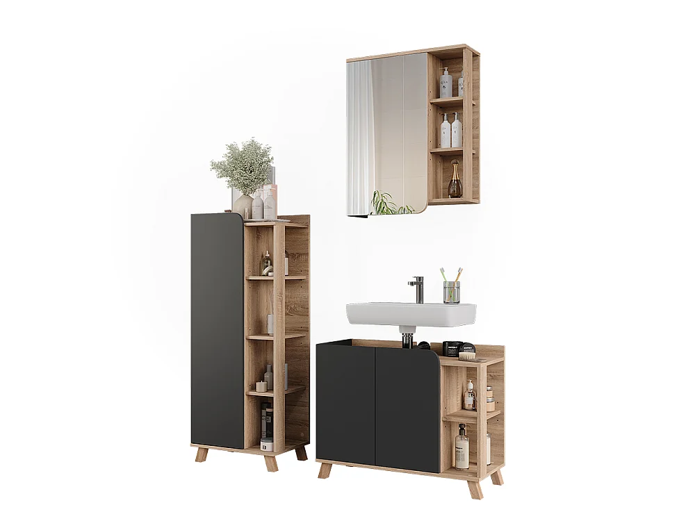 Badkamermeubelset sonoma/antraciet 80x35x65 karen