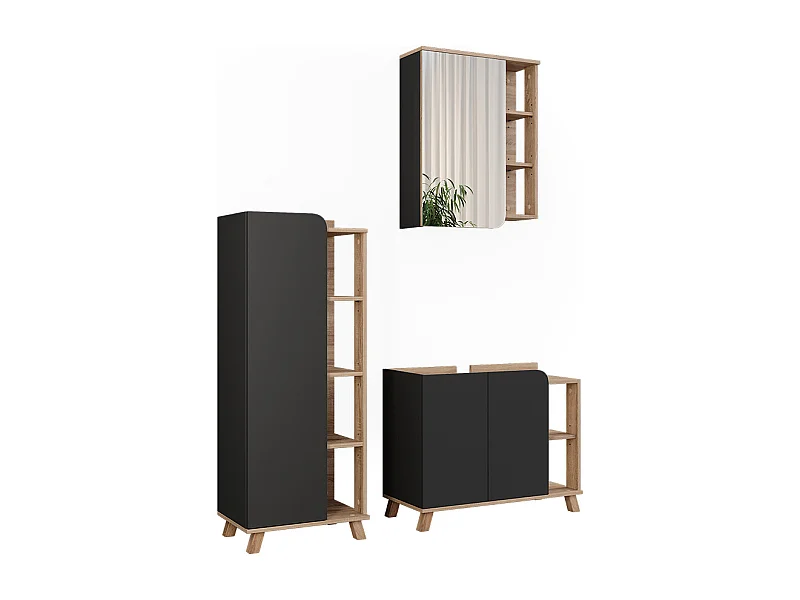 Conjunto de móveis de banheiro sonoma/antracite 80x35x65 karen