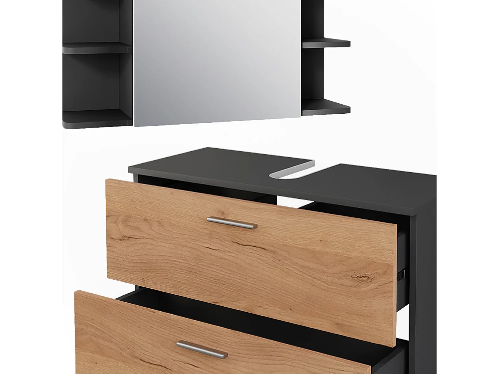 Set di mobili da bagno quercia dorata/antracite 80.2x33x60.8 ilias