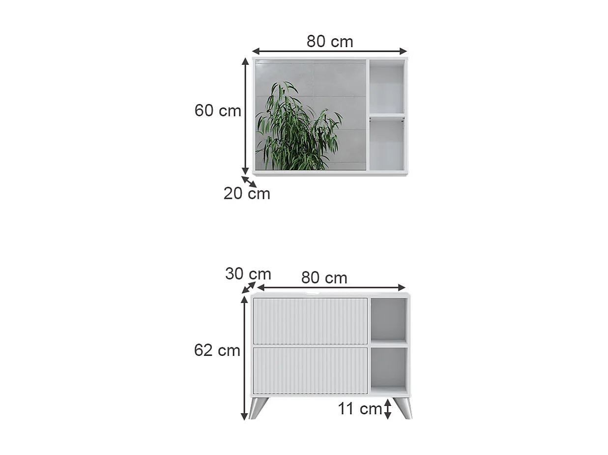 Badmöbel-Set weiß 80x30x62 leano