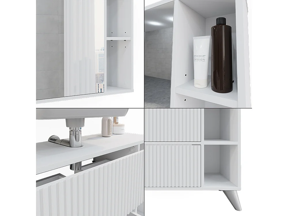 Badmöbel-Set weiß 80x30x62 leano