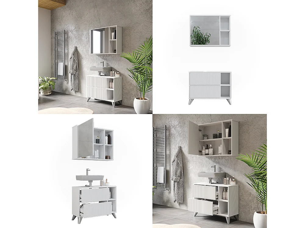 Badmöbel-Set weiß 80x30x62 leano