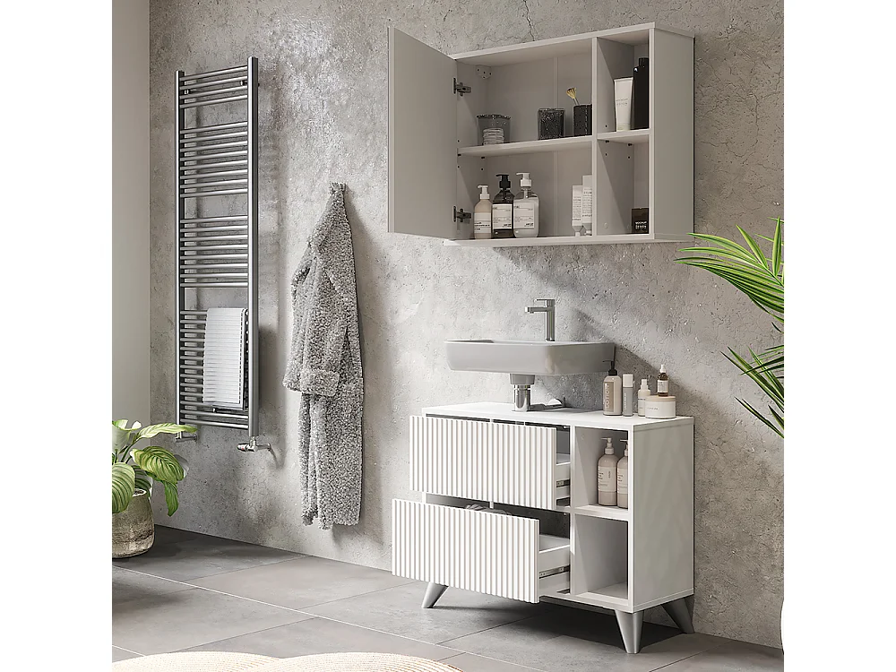 Ensemble de meubles de salle de bains blanc 80x30x62 leano